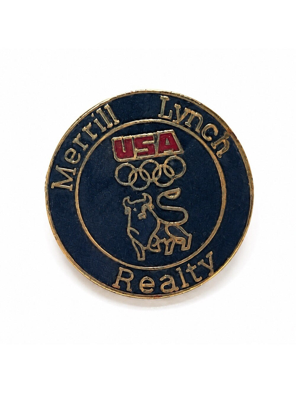1988 Merrill Lynch Realty USA Olympic Rings Bull Ho Ho NYC Cloisonne Pin